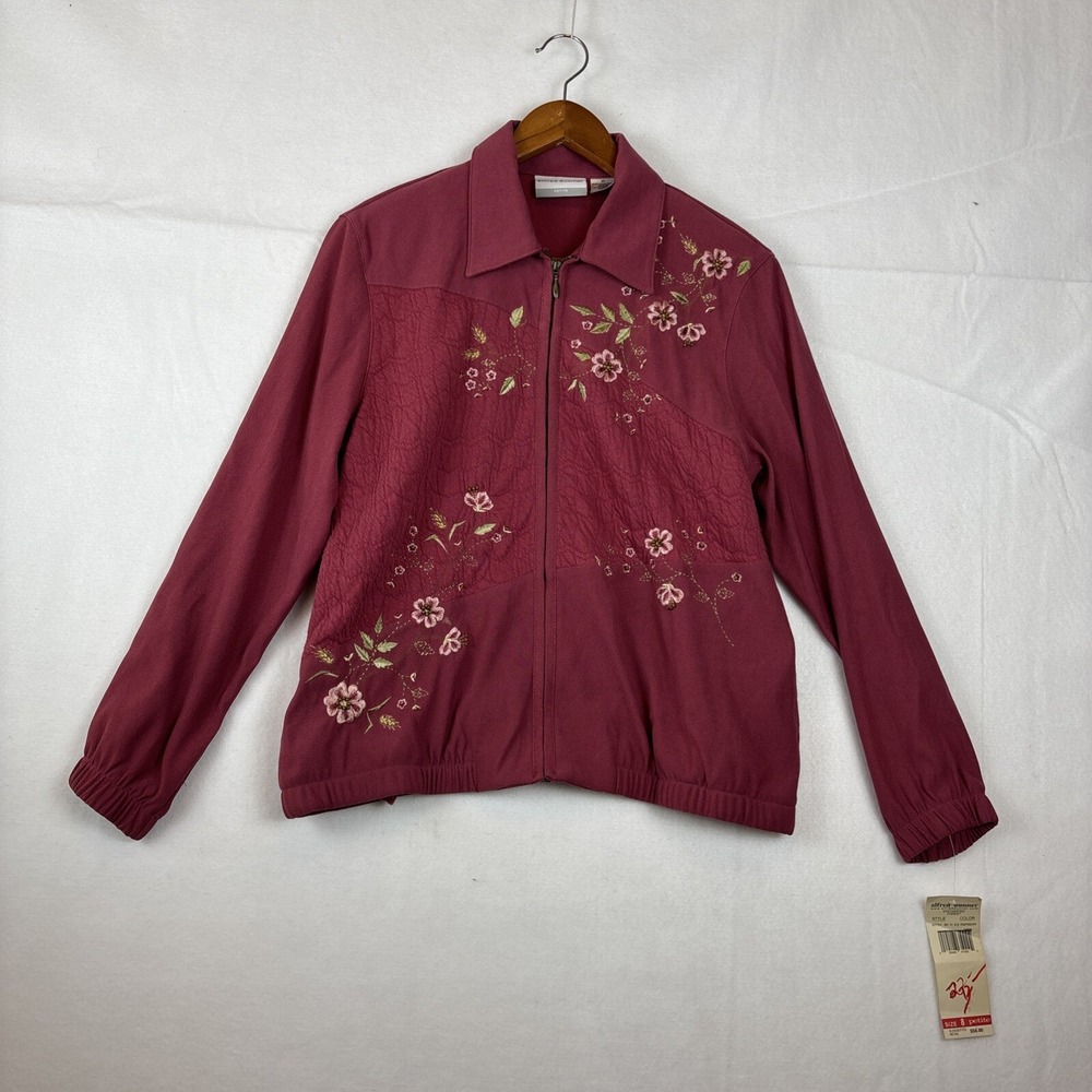 NWT Alfred Dunner Women's Size 8 Petite Jacket Mauve Embroidered Beaded Full Zip